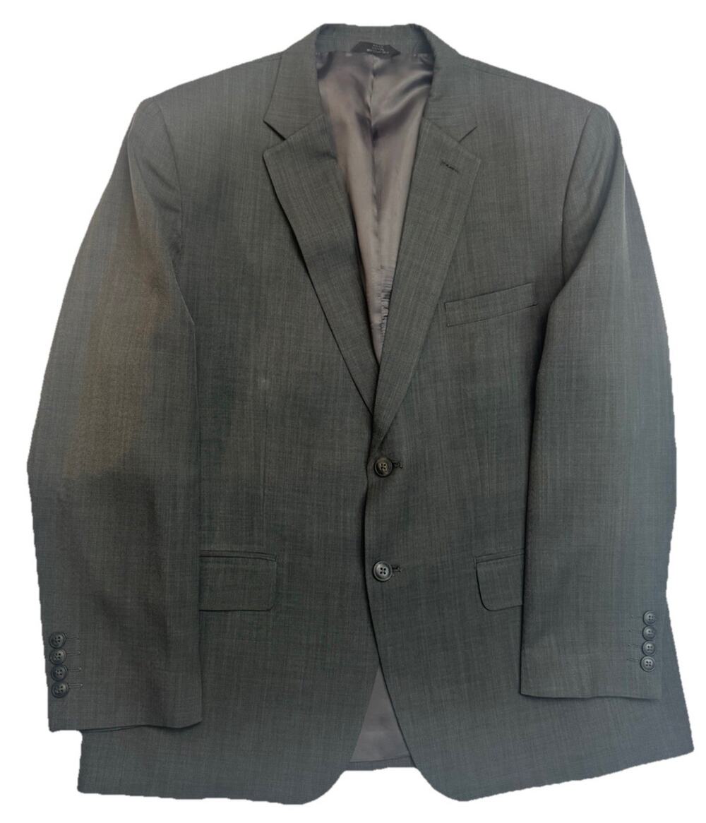 Haggar Tailored Fit Gray Sport Coat Blazer Mens 44S Wool 2 Button Suit Jacket